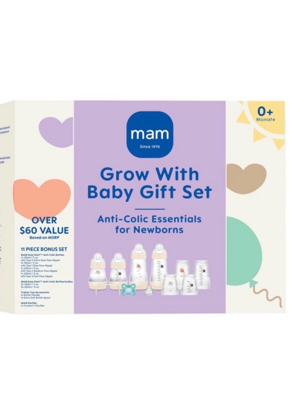 MAM Grow With Baby Gift Set - Lavender Anti-Colic Essentials